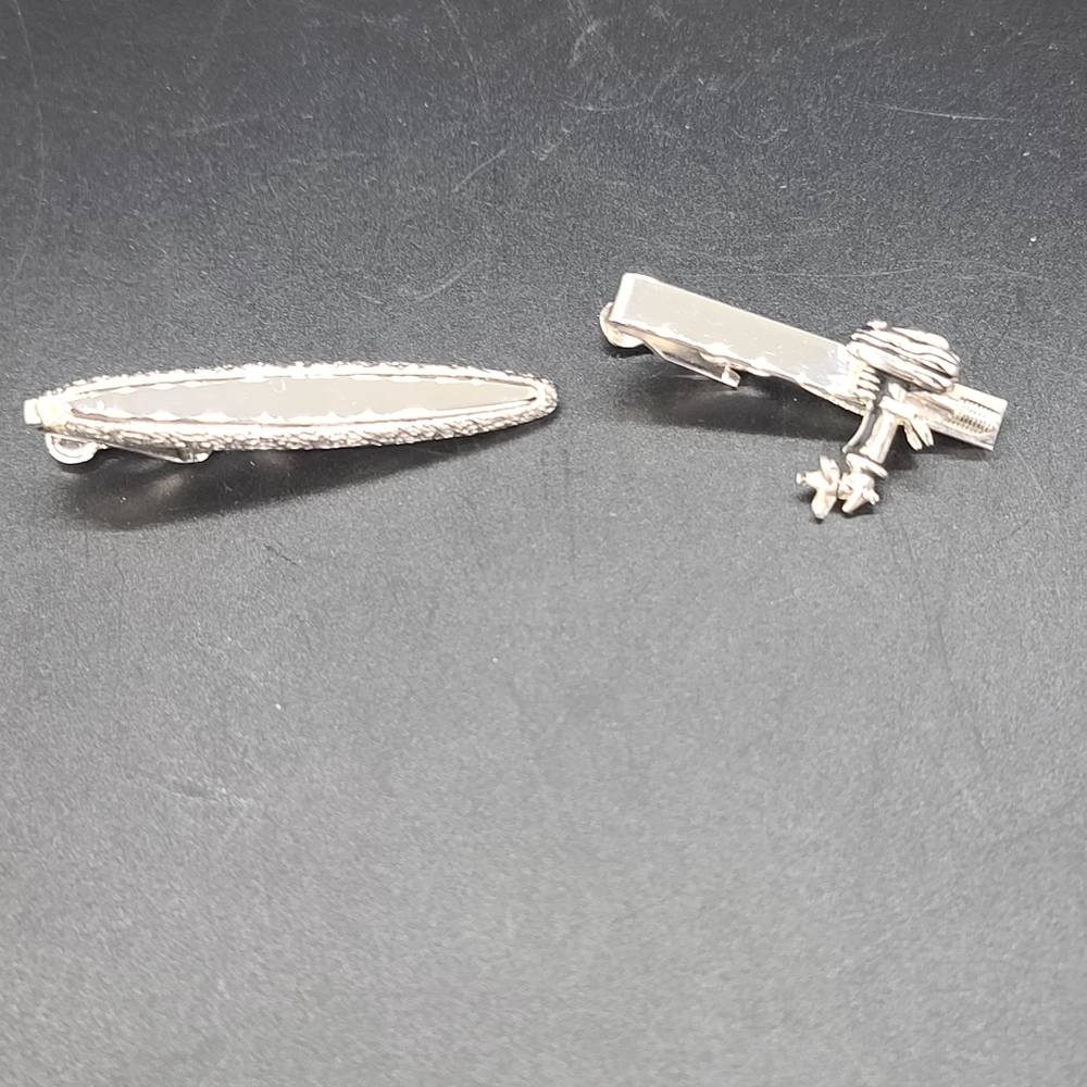 SWANK Tie Clips 2 piece bundle. Silvertone.
